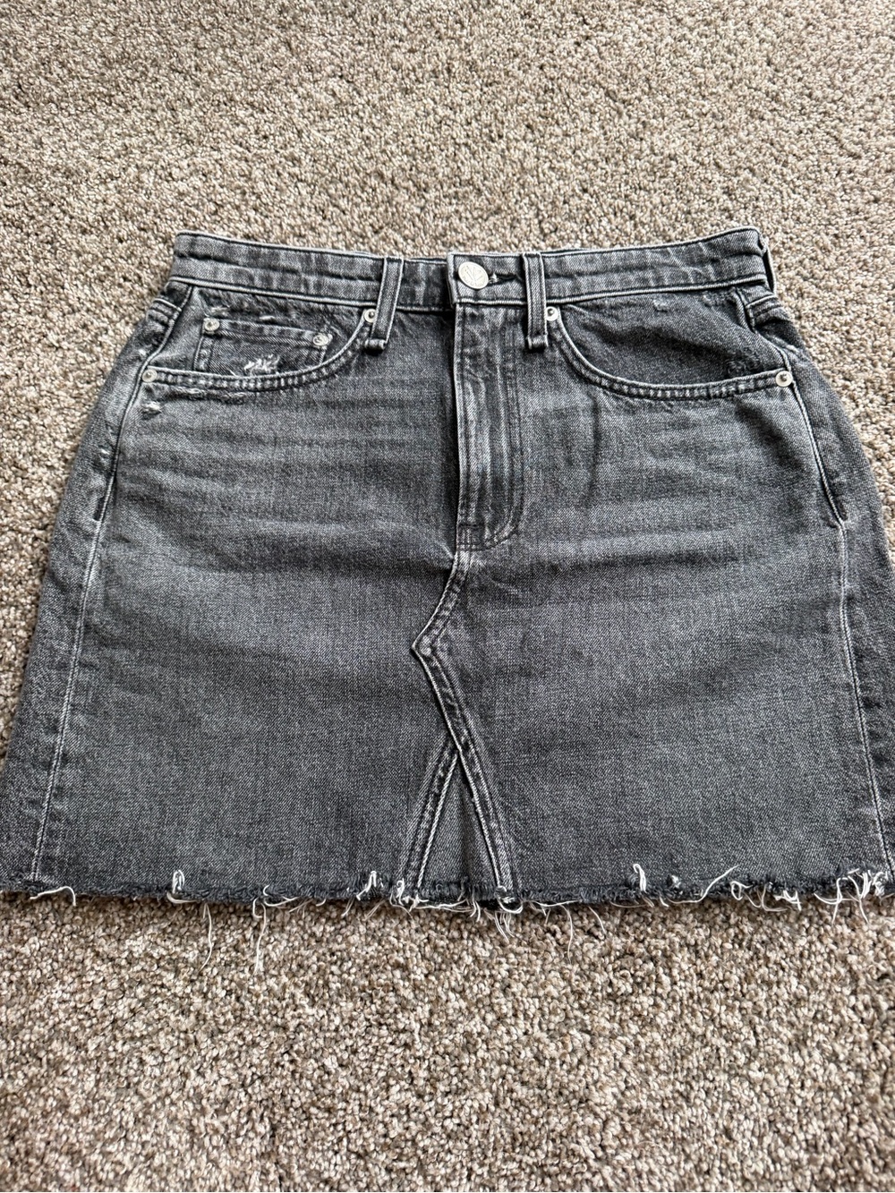 Rag & Bone High-Rise Washed Black Denim Mini Skirt